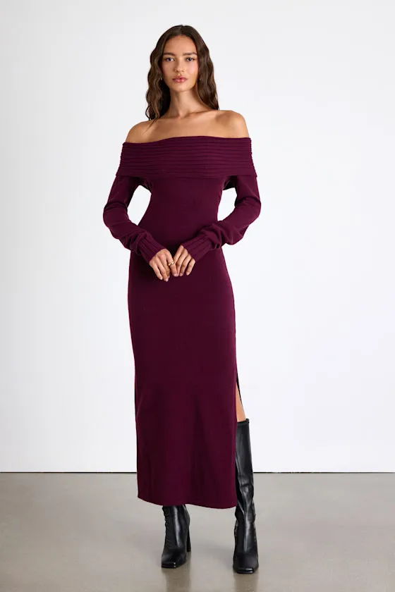Ellie Dark Plum Sweater Bodycon Maxi Dress sold by Lulus product image thumbnail 2