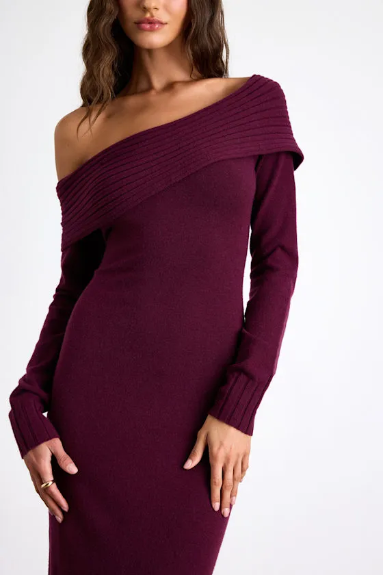 Ellie Dark Plum Sweater Bodycon Maxi Dress sold by Lulus product image thumbnail 3