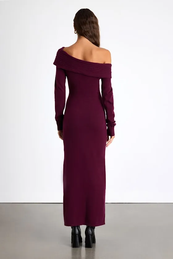 Ellie Dark Plum Sweater Bodycon Maxi Dress sold by Lulus product image thumbnail 4