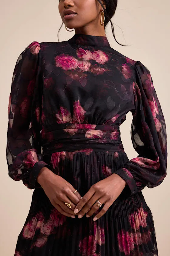 Ayveen Black Floral Burnout Balloon Sleeve Mini Dress sold by Lulus product image thumbnail 2