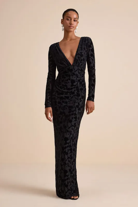 Patricia Black Velvet Burnout Long Sleeve Maxi Dress sold by Lulus