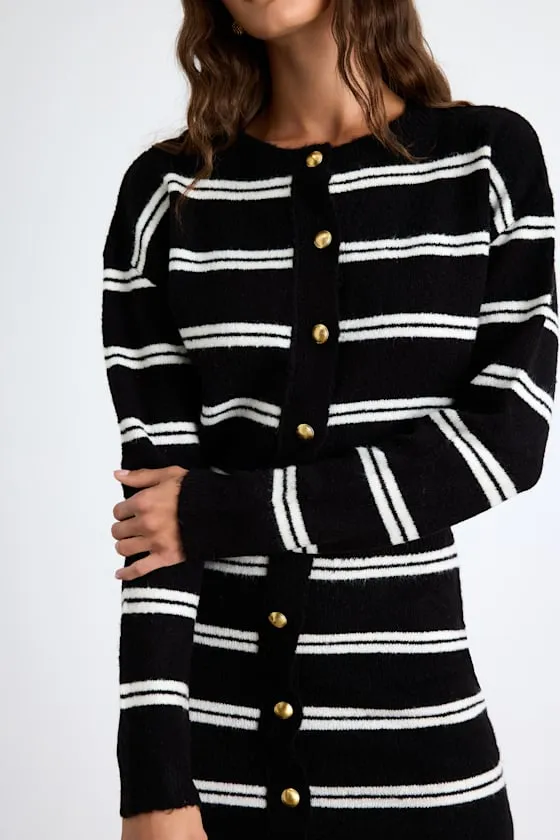 Maudie Black and White Striped Sweater Mini Dress sold by Lulus product image thumbnail 2