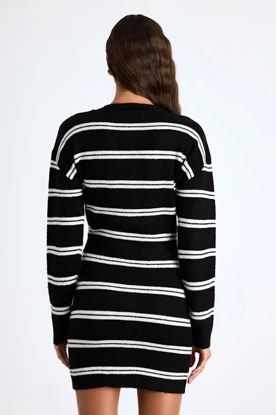Maudie Black and White Striped Sweater Mini Dress sold by Lulus product image thumbnail 3