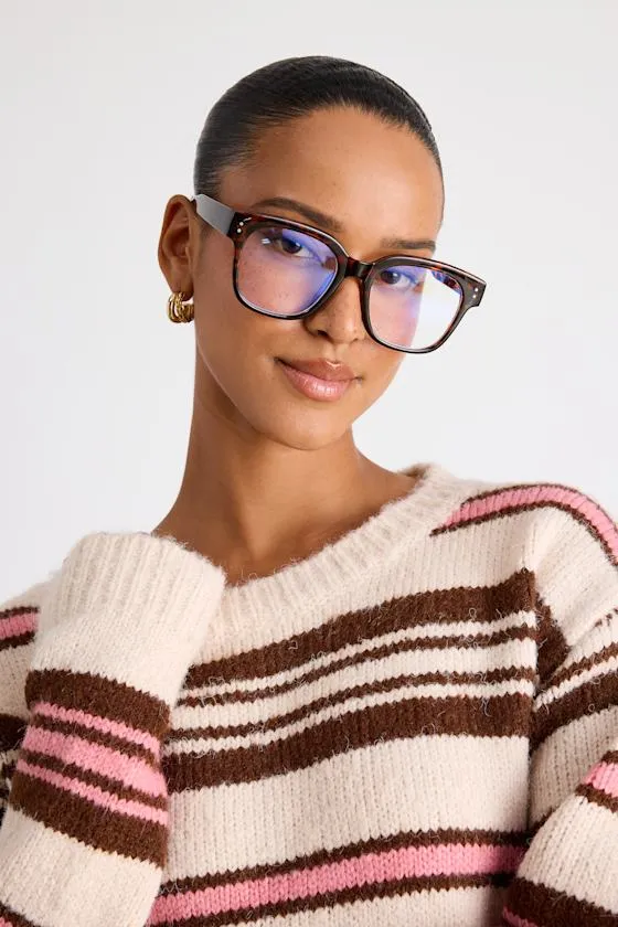 Sisi Brown and Pink Striped Crew Neck Pullover Sweater sold by Lulus product image thumbnail 2