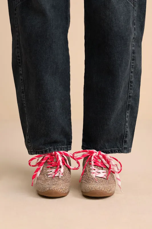 Laini Tan Leopard Printed Suede Leather Lace-Up Sneakers sold by Lulus