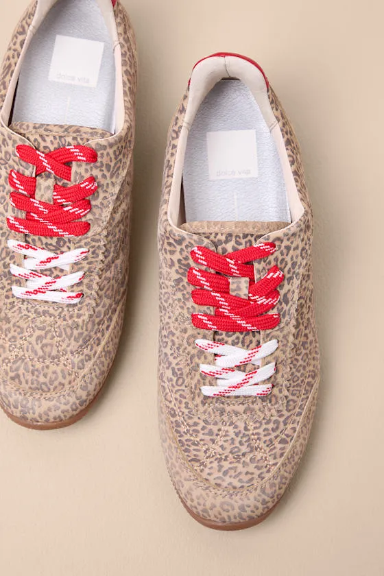 Laini Tan Leopard Printed Suede Leather Lace-Up Sneakers sold by Lulus product image thumbnail 4