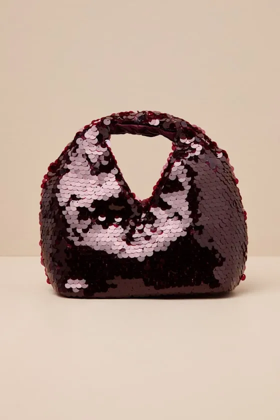 Dahlia Burgundy Sequin Clutch Bag sold by Lulus product image thumbnail 2