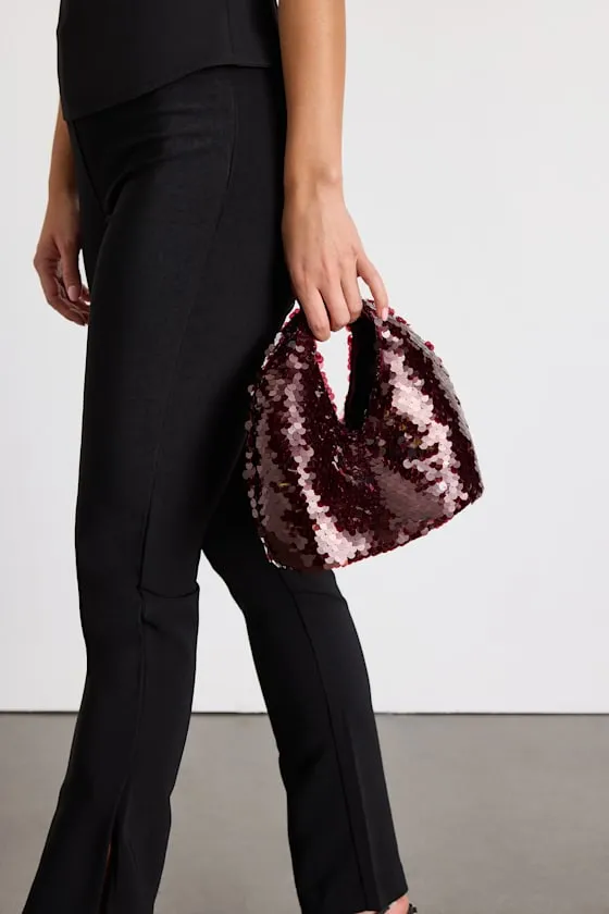 Dahlia Burgundy Sequin Clutch Bag sold by Lulus product image thumbnail 3