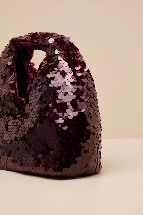 Dahlia Burgundy Sequin Clutch Bag sold by Lulus product image thumbnail 4