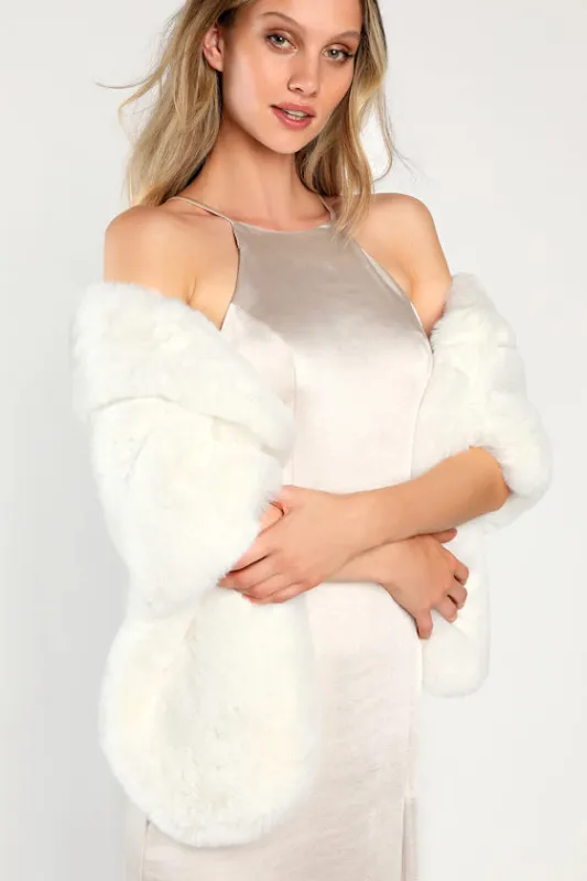 Stole Your Heart White Faux Fur Stole sold by Lulus