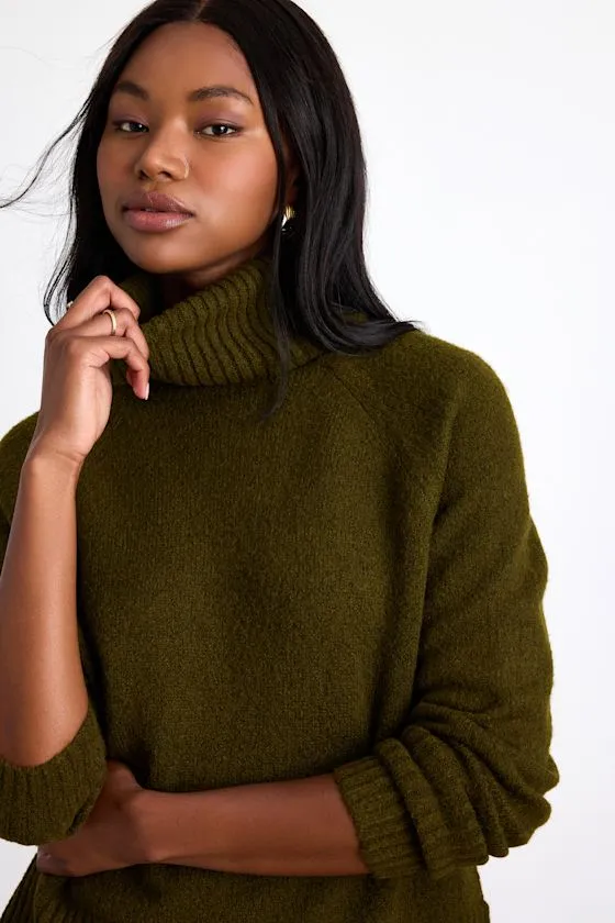 Found the Warmth Olive Green Turtleneck Pullover Sweater sold by Lulus product image thumbnail 2