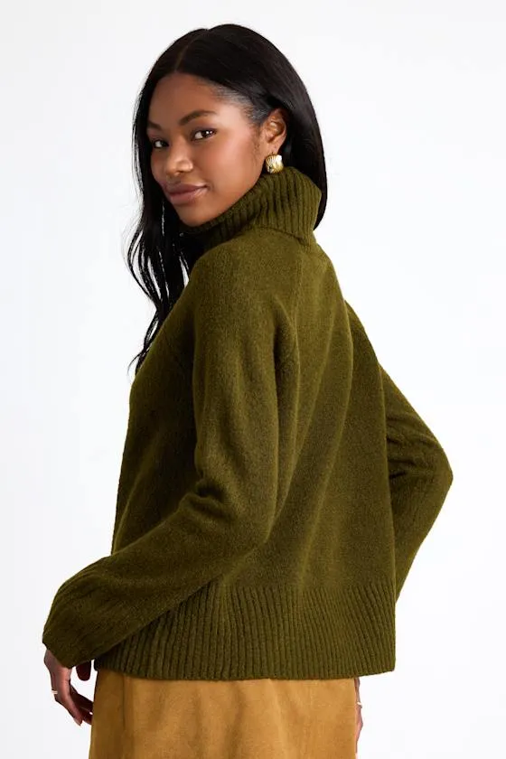 Found the Warmth Olive Green Turtleneck Pullover Sweater sold by Lulus product image thumbnail 3