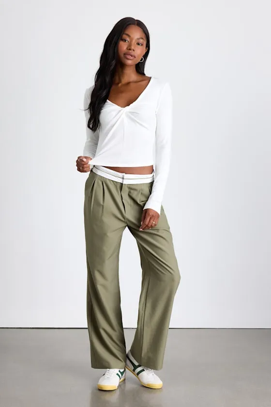 Firona Ivory Jersey Knit Twist-Front Long Sleeve Top sold by Lulus product image thumbnail 4