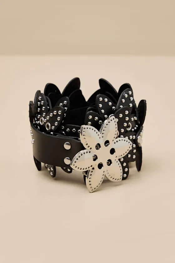 Keane Black Studded Floral Belt sold by Lulus product image thumbnail 2
