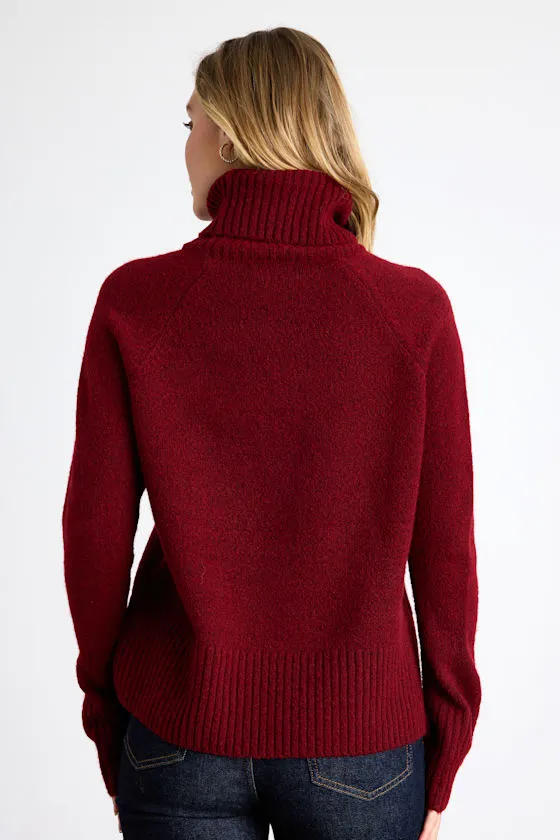 Found the Warmth Burgundy Turtleneck Pullover Sweater sold by Lulus product image thumbnail 3