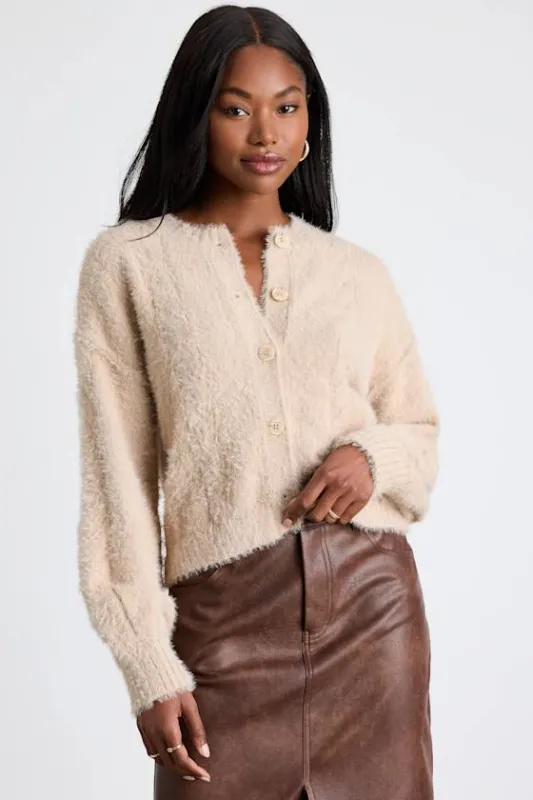 Ashby Beige Braided Eyelash Knit Cardigan Sweater sold by Lulus