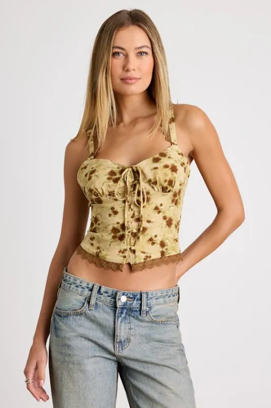 Josetta Light Green Floral Crochet Lace Button-Front Tank Top sold by Lulus