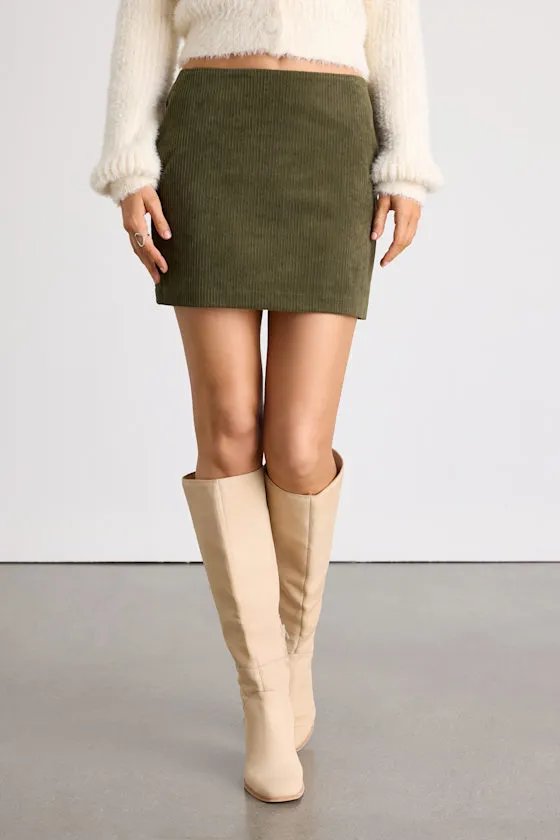 Jones Olive Green Corduroy High-Rise Mini Skirt sold by Lulus product image thumbnail 2