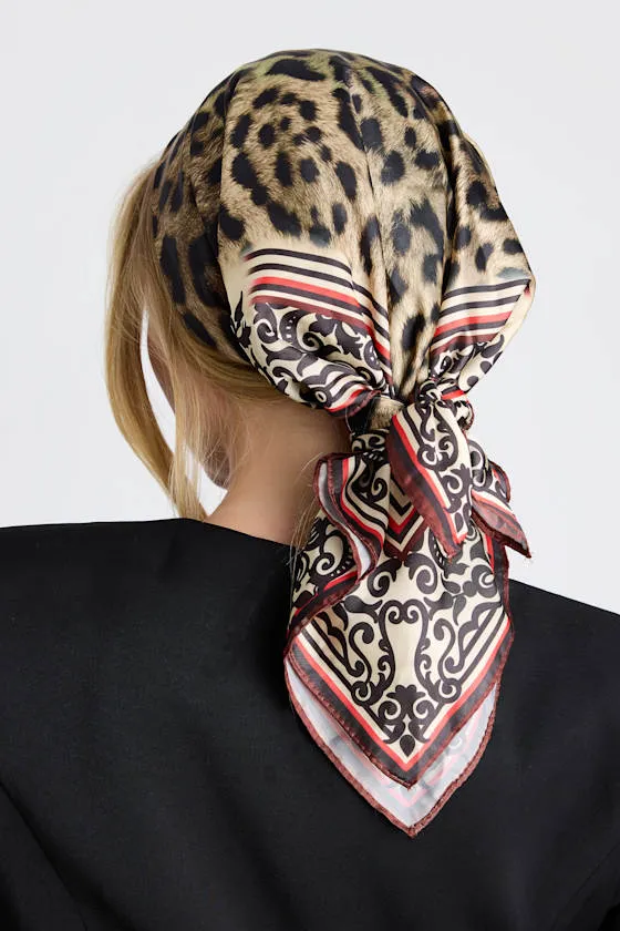 Ozzy Burgundy and Tan Multi Print Satin Scarf Set sold by Lulus product image thumbnail 3