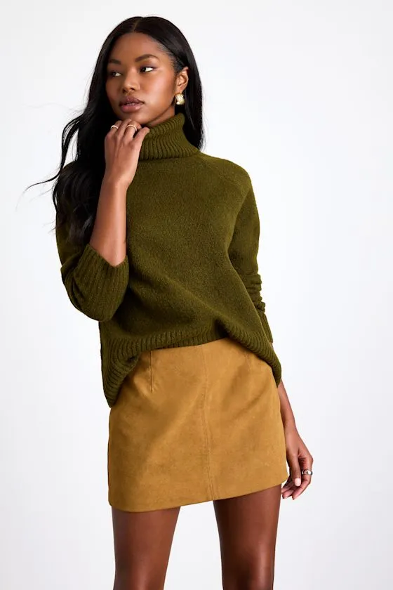 Rahlina Light Brown Suede Mid-Rise Mini Skirt sold by Lulus