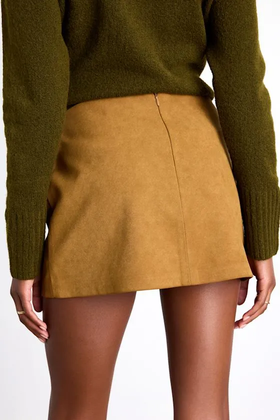 Rahlina Light Brown Suede Mid-Rise Mini Skirt sold by Lulus product image thumbnail 3