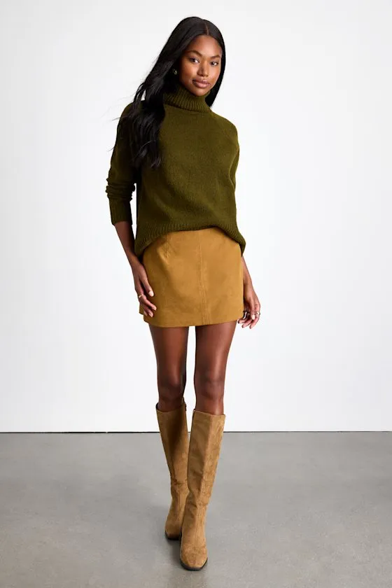 Rahlina Light Brown Suede Mid-Rise Mini Skirt sold by Lulus product image thumbnail 4