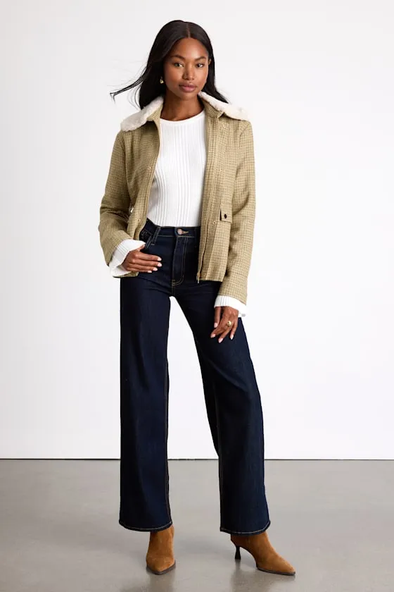 Bertie Beige Plaid Tweed Faux Fur Collar Jacket sold by Lulus product image thumbnail 3