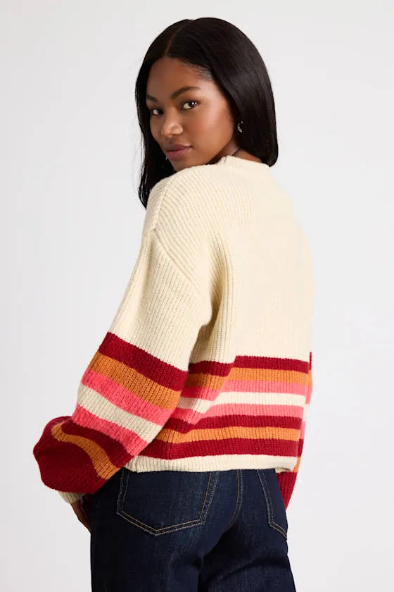 Rhoslynn Cream Striped Crew Neck Pullover Sweater sold by Lulus product image thumbnail 3