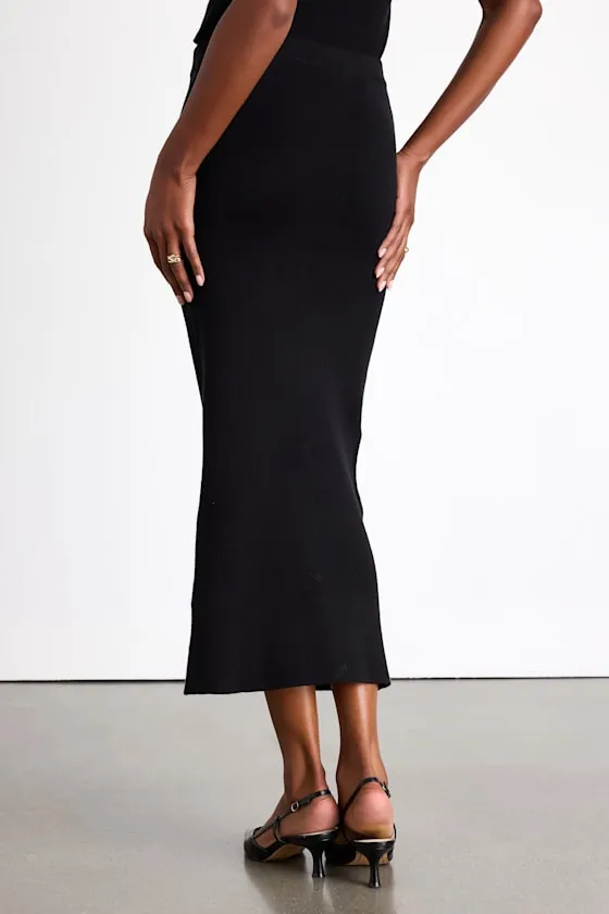 Marisella Black Knit Button-Front Maxi Skirt sold by Lulus product image thumbnail 3