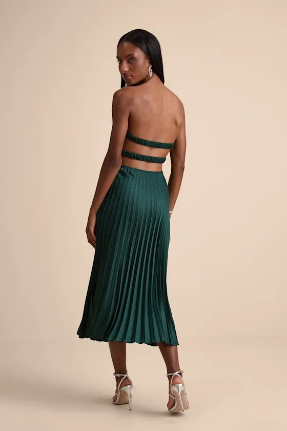 Irelyn Dark Green Satin Bustier Midi Dress sold by Lulus product image thumbnail 3