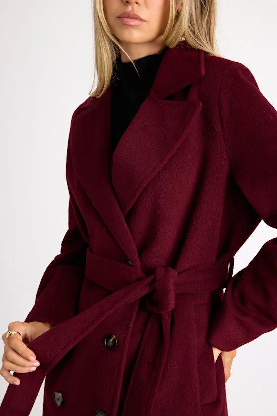 Season of Sophistication Burgundy Double-Breasted Coat sold by Lulus product image thumbnail 2