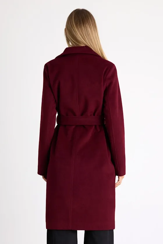 Season of Sophistication Burgundy Double-Breasted Coat sold by Lulus product image thumbnail 4