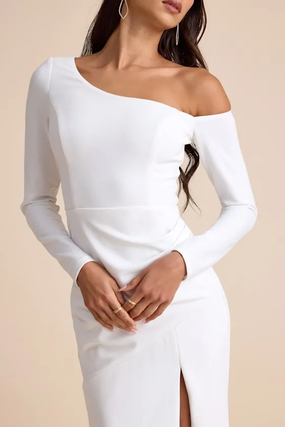 Elegant Sensation White Asymmetrical Pleated Maxi Dress sold by Lulus product image thumbnail 2