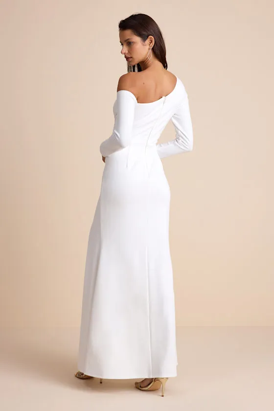 Elegant Sensation White Asymmetrical Pleated Maxi Dress sold by Lulus product image thumbnail 3