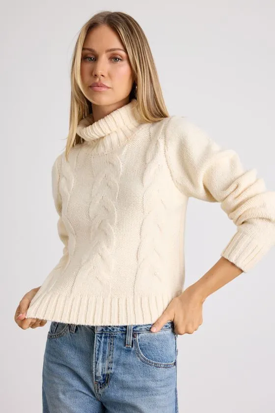 Snuggly Touch Ivory Cable Knit Turtleneck Sweater sold by Lulus product image thumbnail 2