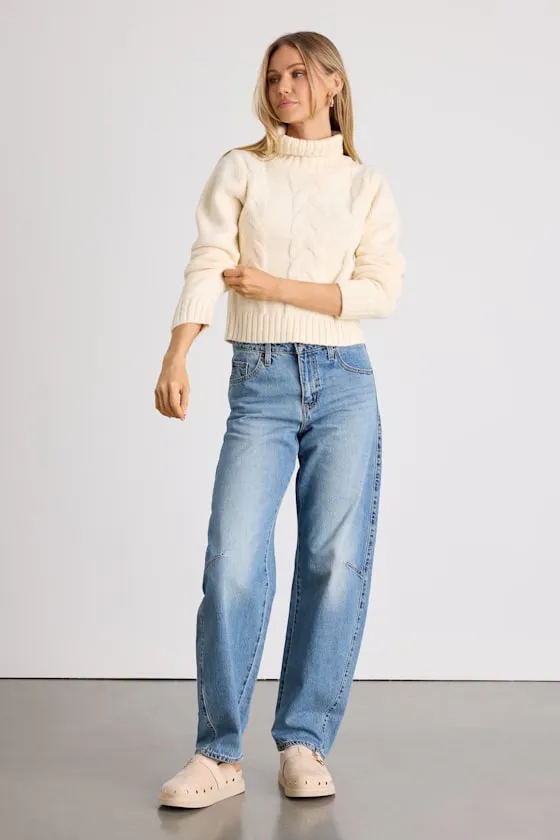 Snuggly Touch Ivory Cable Knit Turtleneck Sweater sold by Lulus product image thumbnail 4