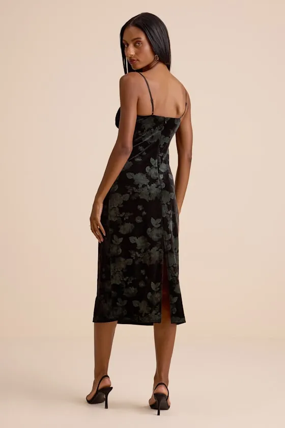 Areti Black Velvet Burnout Column Midi Dress sold by Lulus product image thumbnail 3