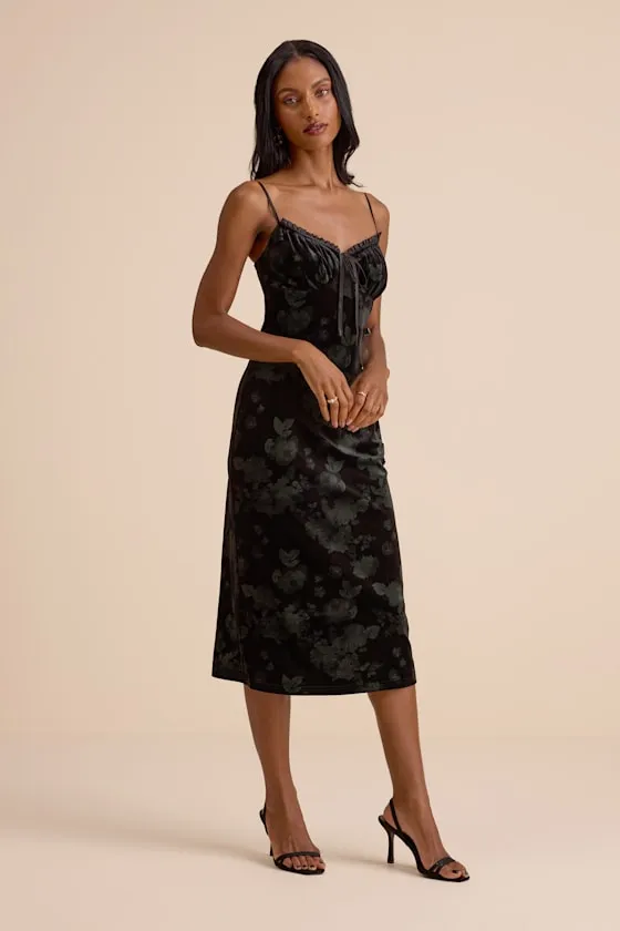 Areti Black Velvet Burnout Column Midi Dress sold by Lulus product image thumbnail 4