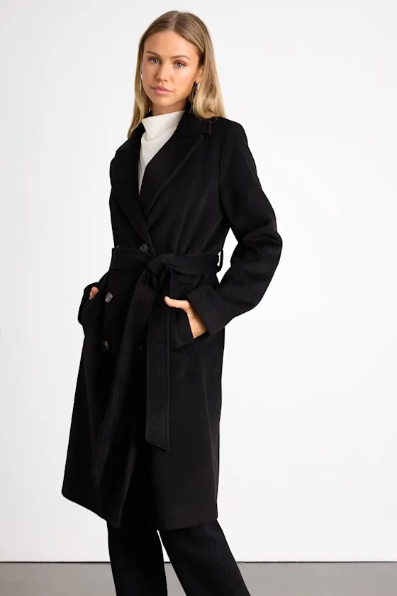 Season of Sophistication Black Double-Breasted Coat sold by Lulus