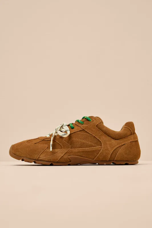 Aziel Camel Suede Leather Lace-Up Sneakers sold by Lulus