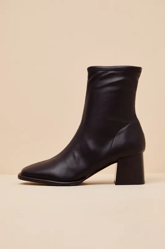 Pammy Black Vegan Leather Ankle Boots sold by Lulus
