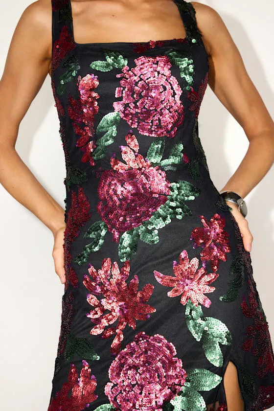 Josie Black Mesh Sequin Square Neck Mini Dress sold by Lulus product image thumbnail 2