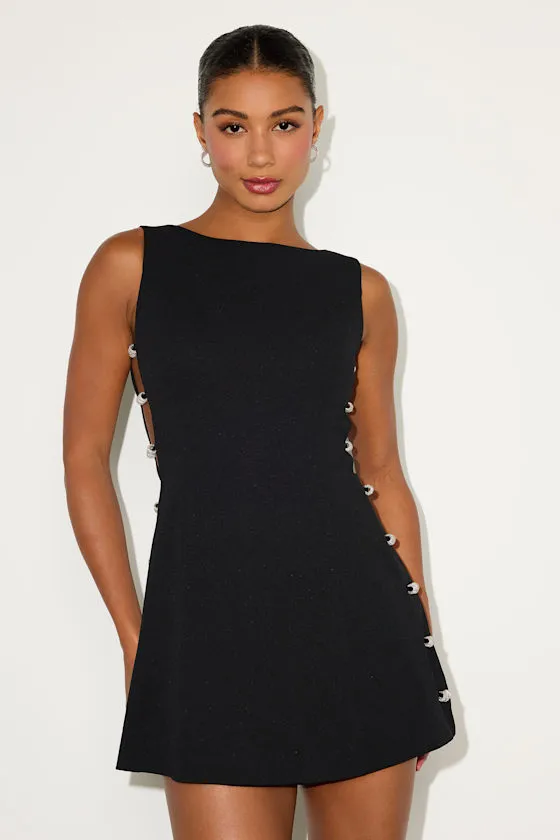 Viveca Black Embellished Cutout Sleeveless Mini Dress sold by Lulus product image thumbnail 4