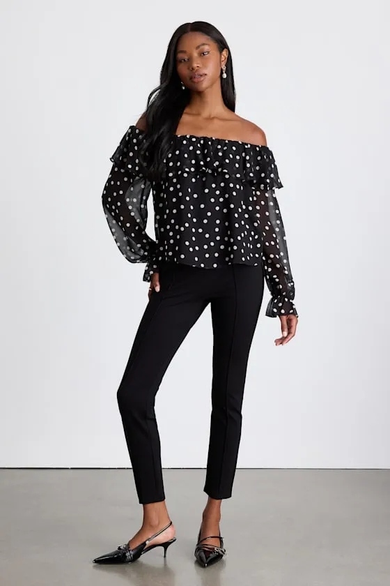 Albright Black Polka Dot Off-the-Shoulder Long Sleeve Top sold by Lulus product image thumbnail 4