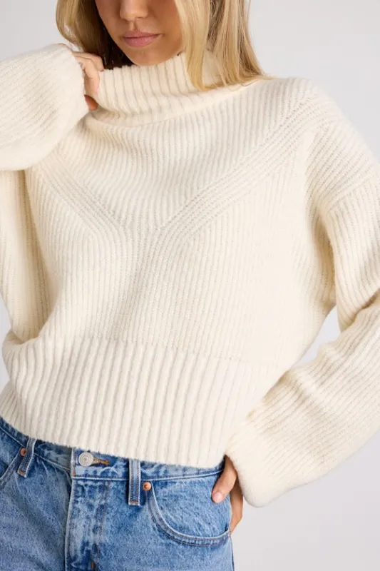 Snuggly Days Ivory Cropped Mock Neck Sweater sold by Lulus