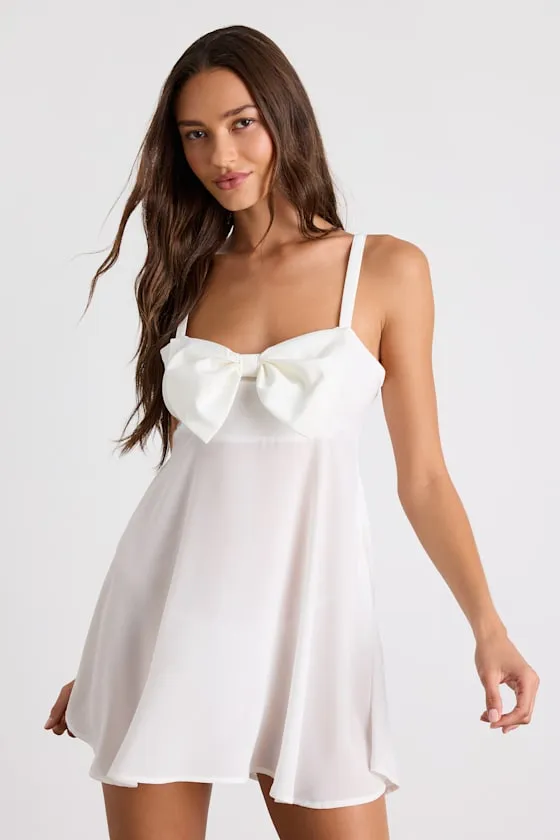 So Adored Ivory Sheer Bow Lingerie Slip sold by Lulus product image thumbnail 3