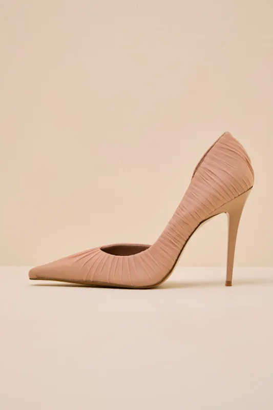 Elegant Mocha Mesh Ruched Pointed-Toe D'Orsay Pumps sold by Lulus