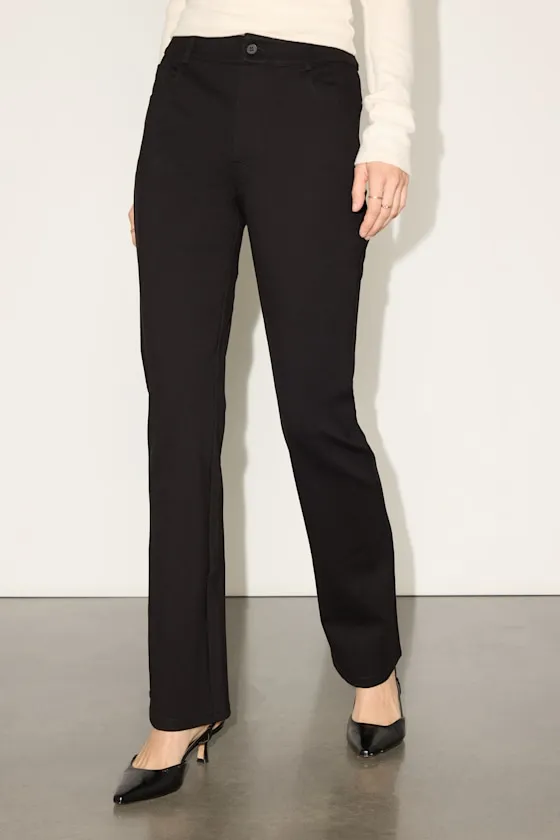 Esmine Black Ponte Mid-Rise Trouser Pants sold by Lulus product image thumbnail 2