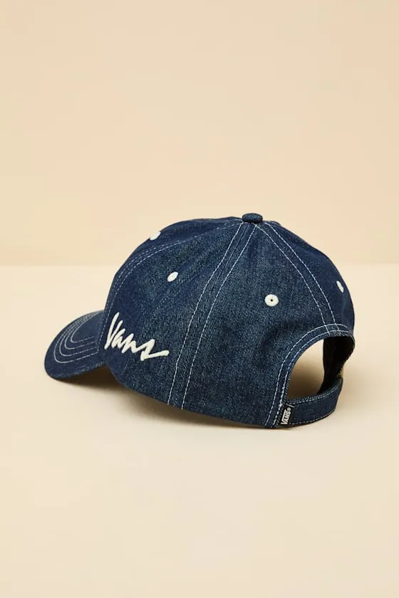 Classic Script Dark Wash Denim Embroidered Jockey Hat sold by Lulus product image thumbnail 3