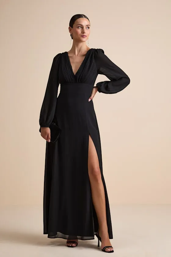 Marvelous Affair Black Pleated Lace-Up Maxi Dress sold by Lulus